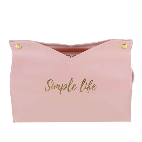 Tissue Bag Artificial Leather Vintage Kitchen Paper Towel Box Container for Office HomePink
