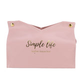 Tissue Bag Artificial Leather Vintage Kitchen Paper Towel Box Container for Office HomePink