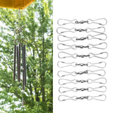 10pcs Hanging Hook Stainless Steel 360° Rotating Hook for Bird Feeder Wind Chimes8.2cm