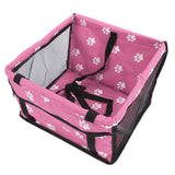 Bear Paw Pattern Pet Carrier Cage Washable Pet Car Travel Safety Seat with Support RodPink