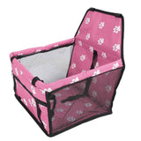 Bear Paw Pattern Pet Carrier Cage Washable Pet Car Travel Safety Seat with Support RodPink