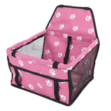 Bear Paw Pattern Pet Carrier Cage Washable Pet Car Travel Safety Seat with Support RodPink