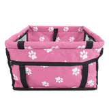 Bear Paw Pattern Pet Carrier Cage Washable Pet Car Travel Safety Seat with Support RodPink
