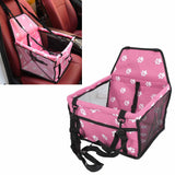 Bear Paw Pattern Pet Carrier Cage Washable Pet Car Travel Safety Seat with Support RodPink