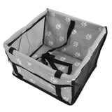 Bear Paw Pattern Pet Carrier Cage Washable Pet Car Travel Safety Seat with Support RodGray