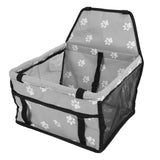 Bear Paw Pattern Pet Carrier Cage Washable Pet Car Travel Safety Seat with Support RodGray