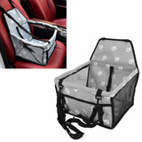 Bear Paw Pattern Pet Carrier Cage Washable Pet Car Travel Safety Seat with Support RodGray