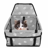 Bear Paw Pattern Pet Carrier Cage Washable Pet Car Travel Safety Seat with Support RodGray
