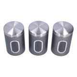 3Pcs Storage Jar Stainless Steel Food Tea Nut Container with Window Durable and Large Capacity for KitchenGrey