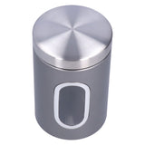 3Pcs Storage Jar Stainless Steel Food Tea Nut Container with Window Durable and Large Capacity for KitchenGrey