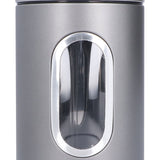 3Pcs Storage Jar Stainless Steel Food Tea Nut Container with Window Durable and Large Capacity for KitchenGrey