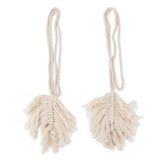 2Pcs Cotton Rope Curtain Tiebacks Leaf Shaped Tassel Curtain Clips Rope Straps for Curtain