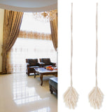 2Pcs Cotton Rope Curtain Tiebacks Leaf Shaped Tassel Curtain Clips Rope Straps for Curtain