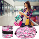 High Capacity Storage Bag Travel Single Shoulder Waterproof Shopping Bag Portable Folding Storage BagRose Red Camouflage