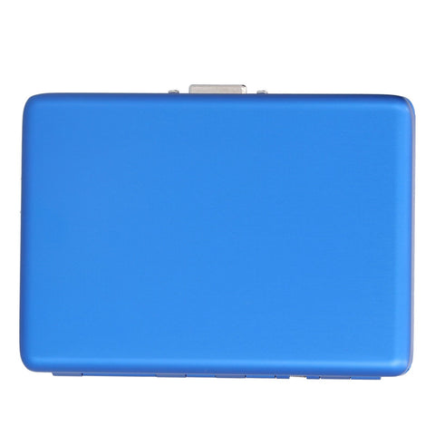 Fashionable Cigarette Case Brushed Aluminum Alloy Business Card Storage Box for Briefcase(Card Blue Cigarette Box )
