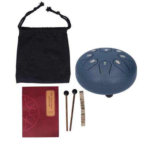 6in 8 Tones Tongue Drum with Mallets Music Book Musical Percussion Instruments for Meditation EntertainmentNavy Blue In Australia - Darrahopens