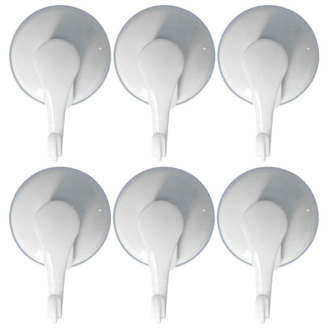 6PCS Strong Vacuum Wall Hook Towel Hook Plastic Self Adhesive Suction Cup for Kitchen Bathroom White