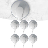 6PCS Strong Vacuum Wall Hook Towel Hook Plastic Self Adhesive Suction Cup for Kitchen Bathroom White