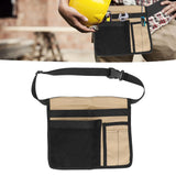 Unilateral Waist Hanging Tool Bag Wear Resistant Oxford Cloth Adjustable Tools Organizer for GardenKhaki Black