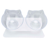 15° Inclined Cat Double Bowl Neck Guard Pet Feeding Bowl for Home Pet Shop Living Room(White Base Transparent Bowl ) In Australia - Darrahopens
