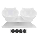 15° Inclined Cat Double Bowl Neck Guard Pet Feeding Bowl for Home Pet Shop Living Room(White Base White Bowl ) In Australia - Darrahopens