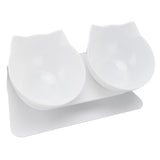 15° Inclined Cat Double Bowl Neck Guard Pet Feeding Bowl for Home Pet Shop Living Room(White Base White Bowl )
