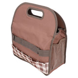 Garden Tool Bag Garden Tote Storage Bag with Multi Pockets Home Organizer for Indoor and Outdoor GardeningCoffee Lattice Stitching