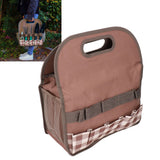 Garden Tool Bag Garden Tote Storage Bag with Multi Pockets Home Organizer for Indoor and Outdoor GardeningCoffee Lattice Stitching