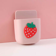 Cartoon Storage Box Wall Mounted Storage Container Cute Phone Storage Box for Home Decoration(Pink Strawberry Pattern )