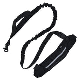 Sports Belt Bag Leash Set Reflective Elastic Explosion Proof Dog Running Traction Rope for Walking RunningBlack
