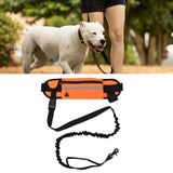 Hands Free Dog Leash Detachable Zipper Bag Reflective Strip Design Hands Free Flexible Waist Dog Leash for WalkingOrange