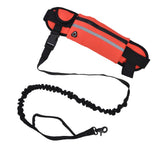 Hands Free Dog Leash Detachable Zipper Bag Reflective Strip Design Hands Free Flexible Waist Dog Leash for WalkingRed