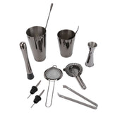11PCS/Set Cocktail Shaker Set Bartender Kit Cocktail Strainer Stainless Steel Barware for Home PartyRuthenium Black