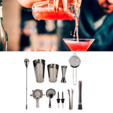 11PCS/Set Cocktail Shaker Set Bartender Kit Cocktail Strainer Stainless Steel Barware for Home PartyRuthenium Black