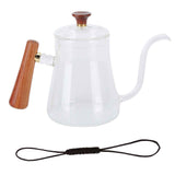 Coffee Kettle Pour Over High Borosilicate Glass Heat Resistant Round Wood Insulated Handle Gooseneck Kettle350ml In Australia - Darrahopens
