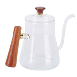 Coffee Kettle Pour Over High Borosilicate Glass Heat Resistant Round Wood Insulated Handle Gooseneck Kettle350ml In Australia - Darrahopens