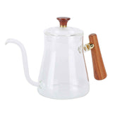 Coffee Kettle Pour Over High Borosilicate Glass Heat Resistant Round Wood Insulated Handle Gooseneck Kettle350ml In Australia - Darrahopens