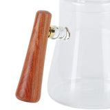 Coffee Kettle Pour Over High Borosilicate Glass Heat Resistant Round Wood Insulated Handle Gooseneck Kettle350ml