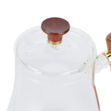 Coffee Kettle Pour Over High Borosilicate Glass Heat Resistant Round Wood Insulated Handle Gooseneck Kettle350ml