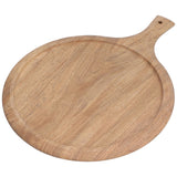 Wooden Pizza Tray Durable Round Serving Board with Handle Bread Food Dinner Plate for Restaurant Hotel