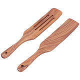 2pcs Slotted Turner Spatula Simple Wooden Spatula with Long Handlefor Cooking Salad Mixing In Australia - Darrahopens