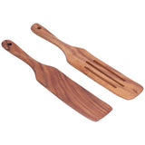 2pcs Slotted Turner Spatula Simple Wooden Spatula with Long Handlefor Cooking Salad Mixing In Australia - Darrahopens