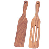 2pcs Slotted Turner Spatula Simple Wooden Spatula with Long Handlefor Cooking Salad Mixing In Australia - Darrahopens