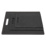 3Pcs Cutting Board Set Imitation Marble Pattern DoubleSided Chopping Board Kitchen Accessory(Black )