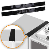 2Pcs 25in Black Stove Counter Cover Silicone Oil‑Proof Stain‑Proof Stove Gap Filler for Restaurant Kitchen