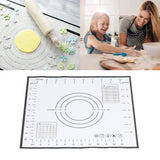 Baking Mat Silicone Non Slip Heat Resistant Dough Mat with Scale for Home Kitchen 29x26cmBlack