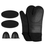 Insulation Gloves Thickened Silicone Barbecue Microwave Oven Anti Scalding Glove for Kitchen Baking CookingBlack