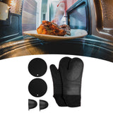 Insulation Gloves Thickened Silicone Barbecue Microwave Oven Anti Scalding Glove for Kitchen Baking CookingBlack
