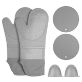 Insulation Gloves Thickened Silicone Barbecue Microwave Oven Anti Scalding Glove for Kitchen Baking CookingGray In Australia - Darrahopens