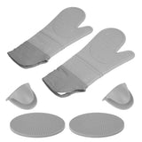 Insulation Gloves Thickened Silicone Barbecue Microwave Oven Anti Scalding Glove for Kitchen Baking CookingGray